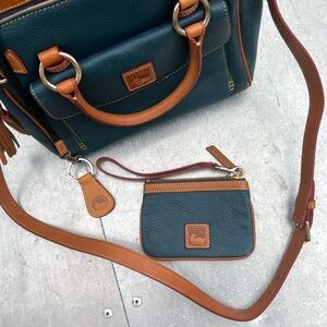DOONEY & BOURKE TEAL Leather**Pocket Satchel Handbag Never Used Purse*#16046i